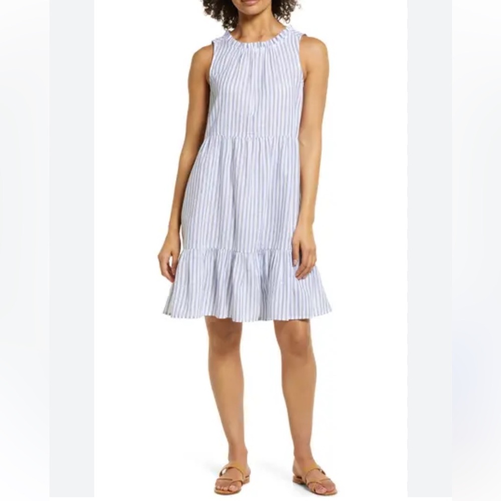 beachlunchlounge Blue and White Striped Dress